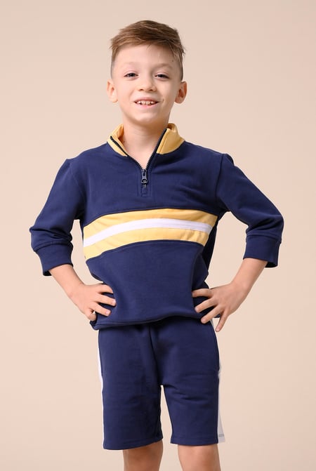 Boys White Zip Up Colour Block Sweatshirt ( 6yrs-11yrs)