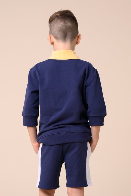 Boys Navy Zip Up Colour Block Sweatshirt ( 6yrs-11yrs)