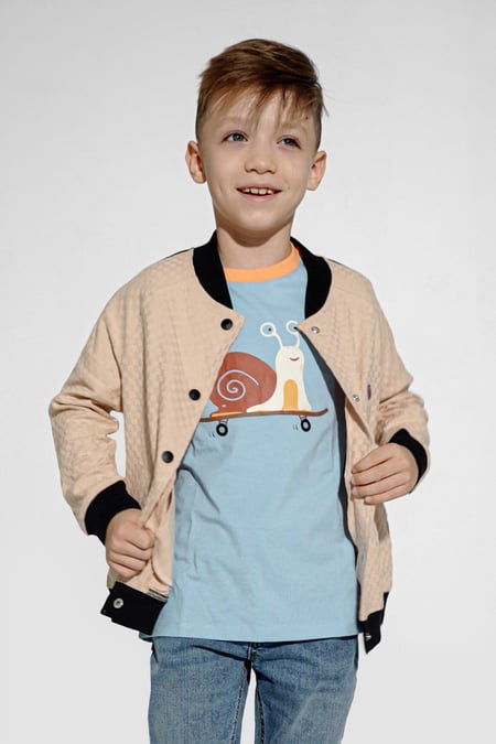 Boys Cream Chest Embroidery Bomber Jacket ( 12/18mths-7yrs)