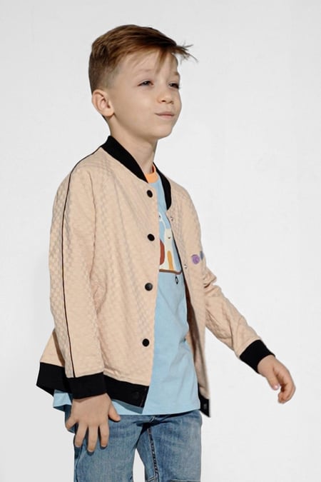 Boys Cream Chest Embroidery Bomber Jacket ( 12/18mths-7yrs)