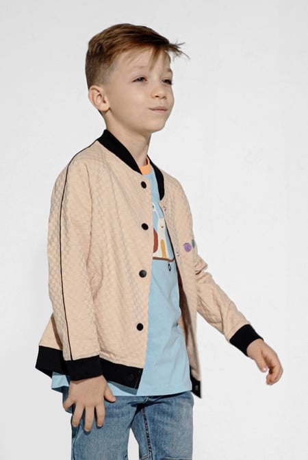 Boys Cream Chest Embroidery Bomber Jacket ( 12/18mths-7yrs)