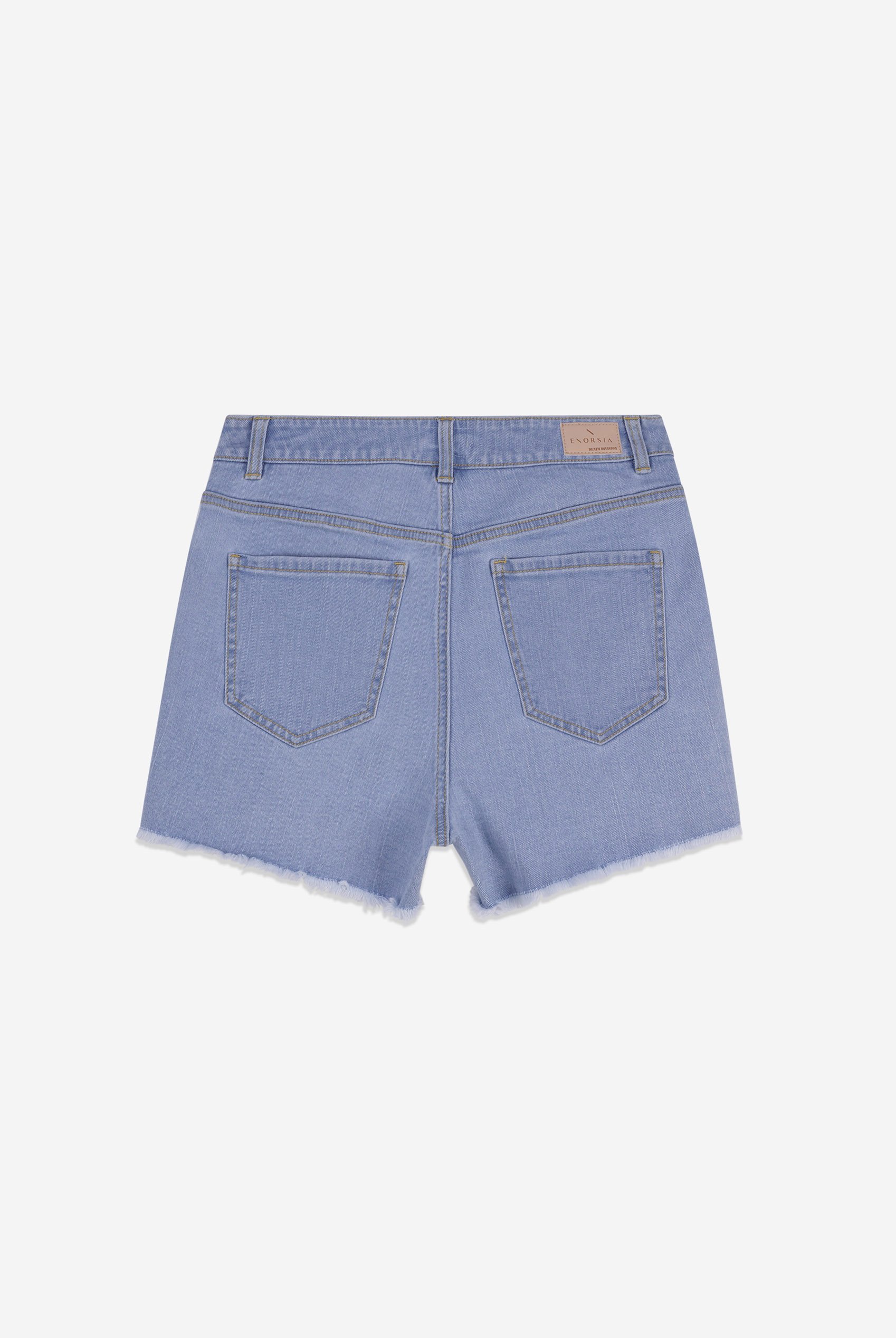 Straight Fit Button Up Raw Hem Shorts
