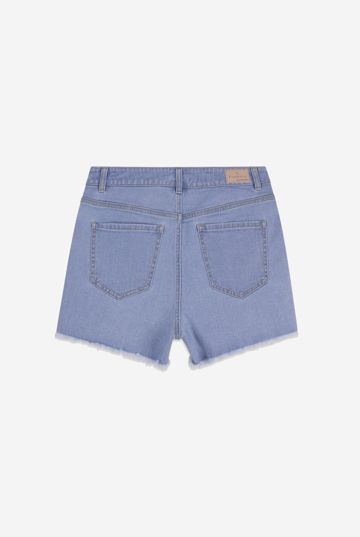 Straight Fit Button Up Raw Hem Shorts