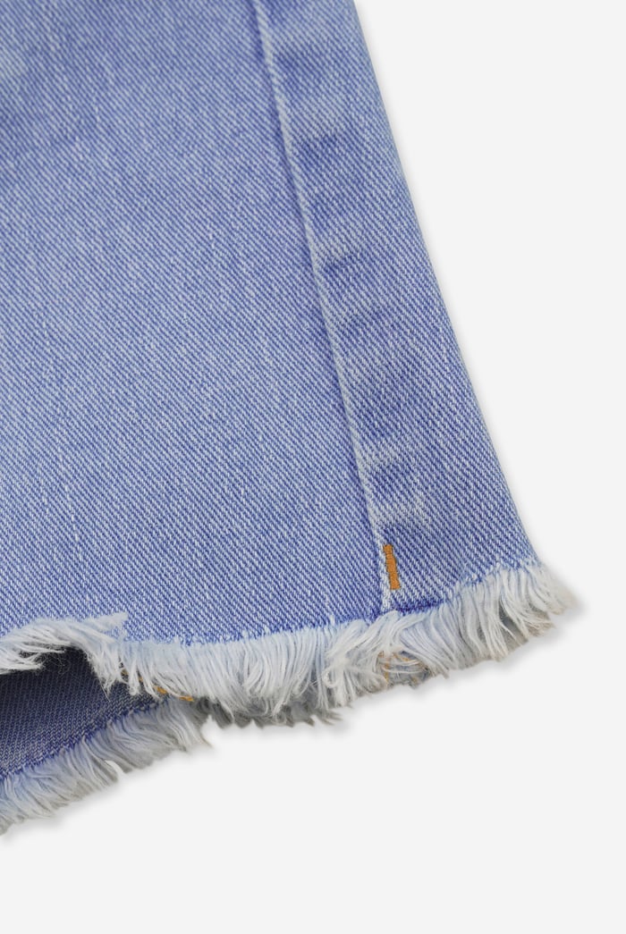 Straight Fit Button Up Raw Hem Shorts