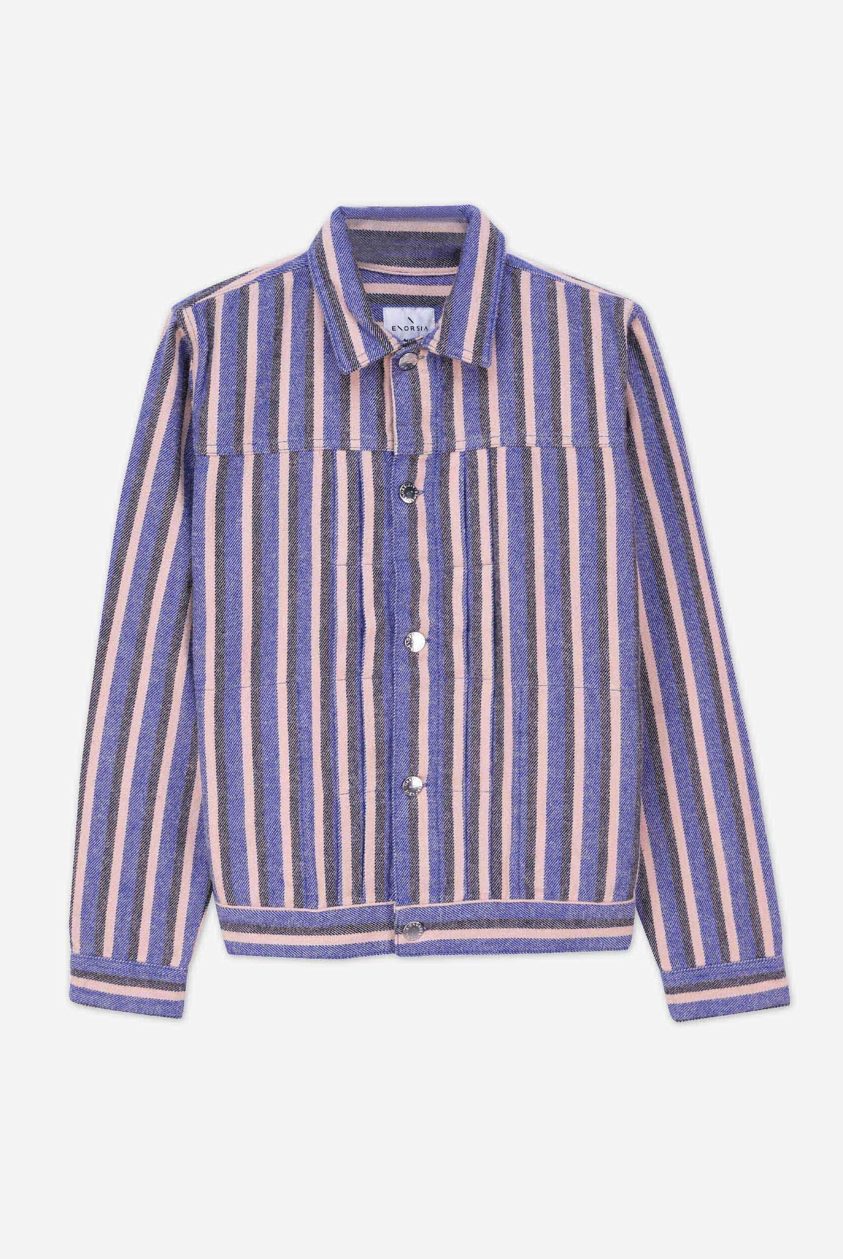 Womens Stripe Pattern Cropped Jacket