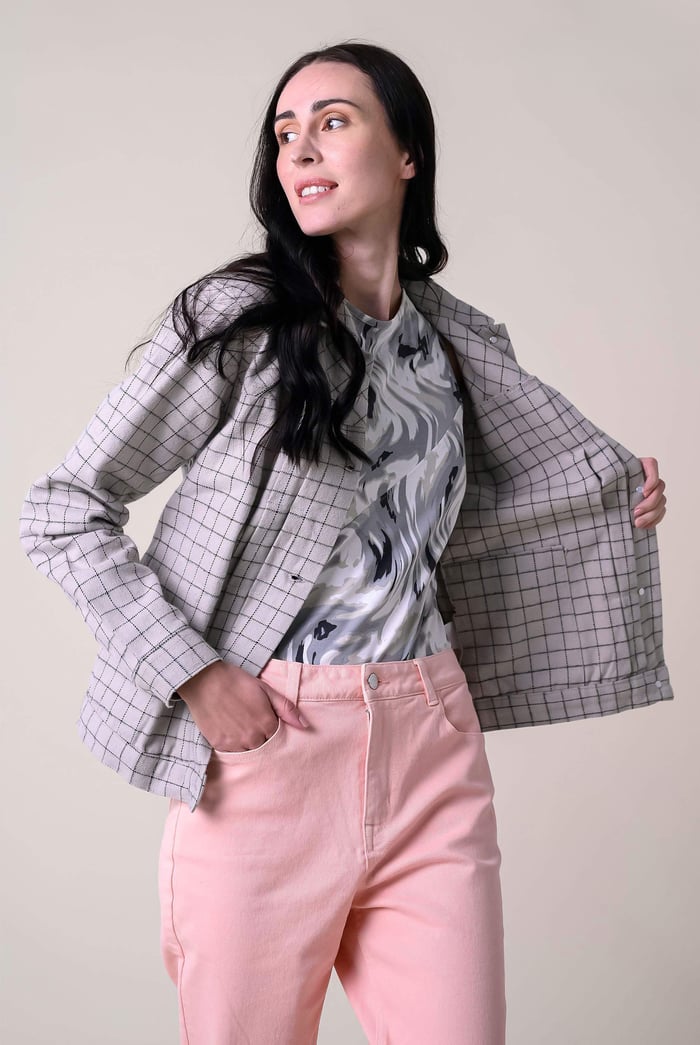 Womens Stripe Pattern Cropped Jacket