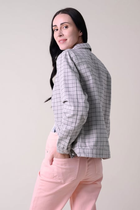 Womens White Stripe Pattern Cropped Jacket
