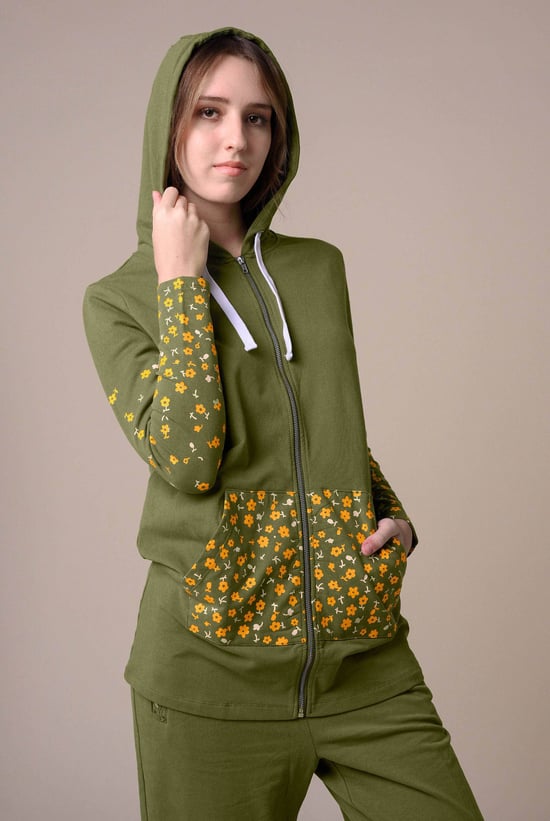 Women Longline Zip Front Hoodie