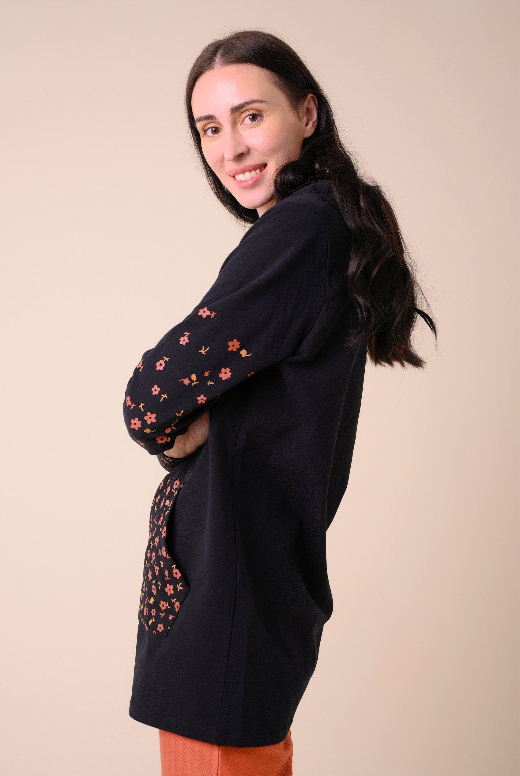 Women Longline Zip Front Hoodie