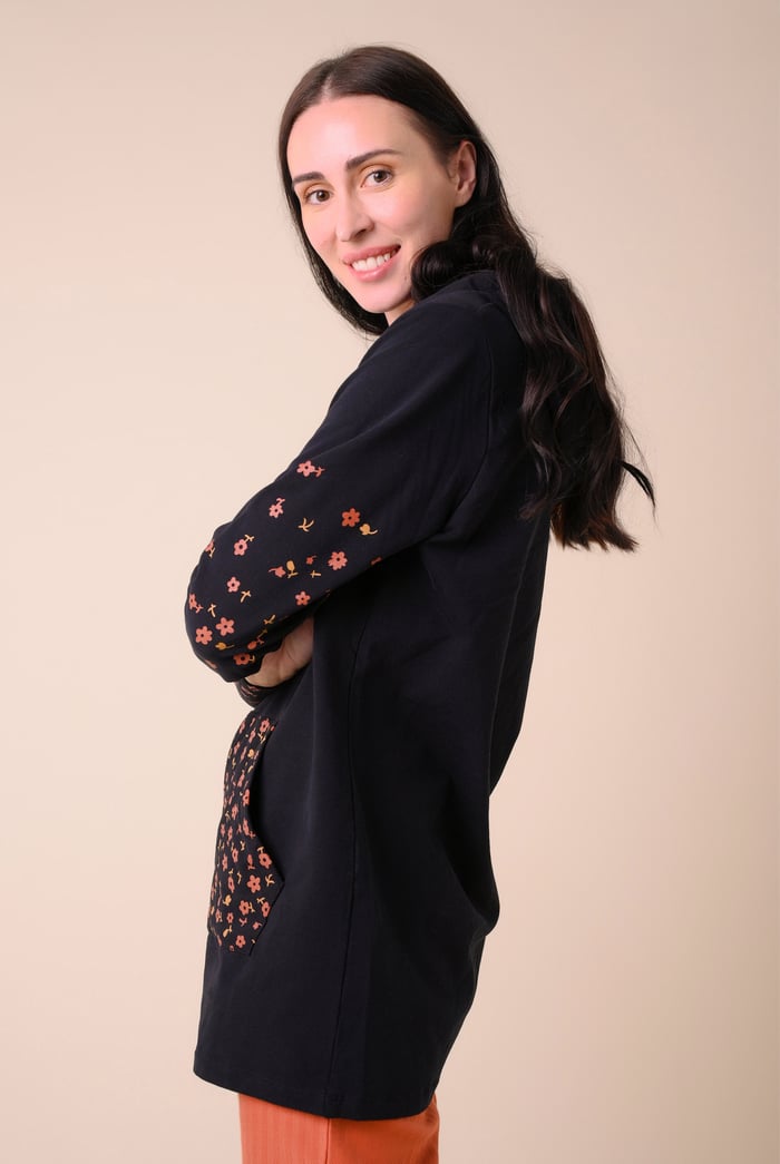 Women Longline Zip Front Hoodie