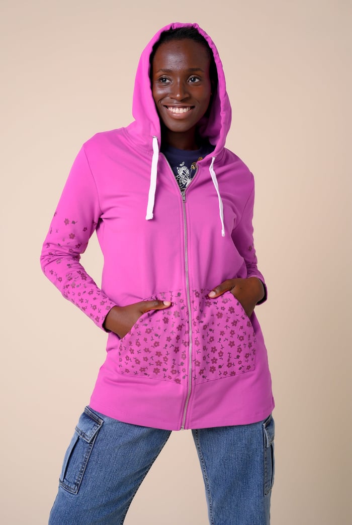 Women Longline Zip Front Hoodie