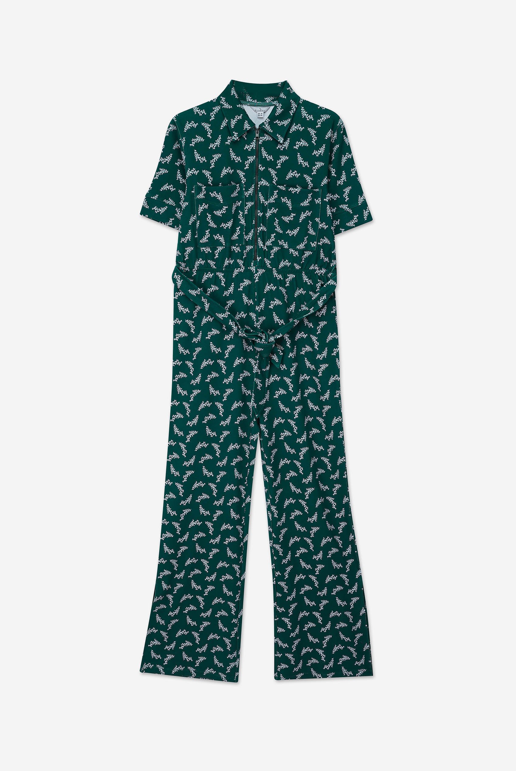 Womens Zip Through Wide Leg Jumpsuit