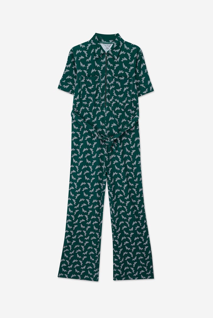 Womens Zip Through Wide Leg Jumpsuit