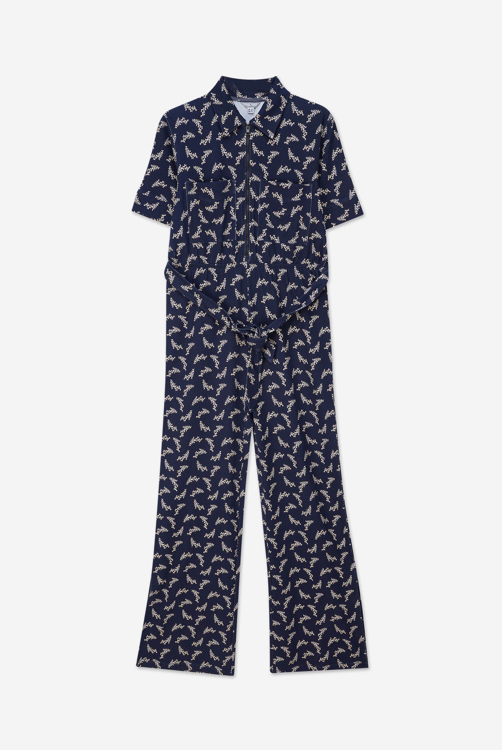 Womens Zip Through Wide Leg Jumpsuit