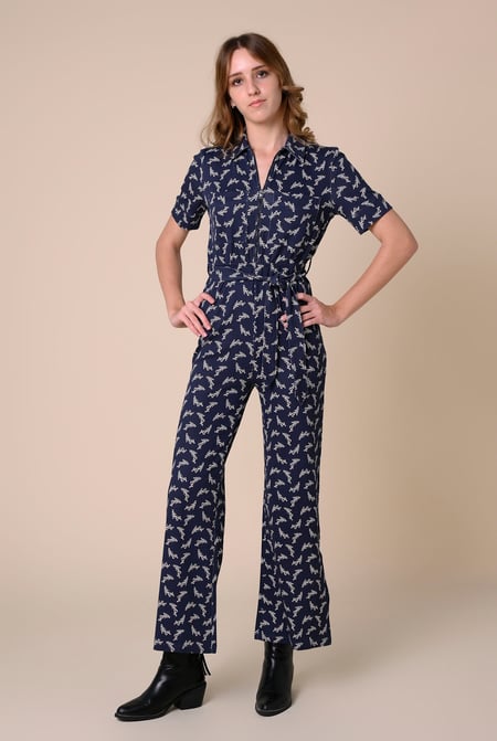 Womens Green Zip Through Wide Leg Jumpsuit