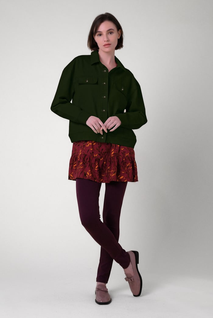 Womens Flap Pocket Button Detail Jacket
