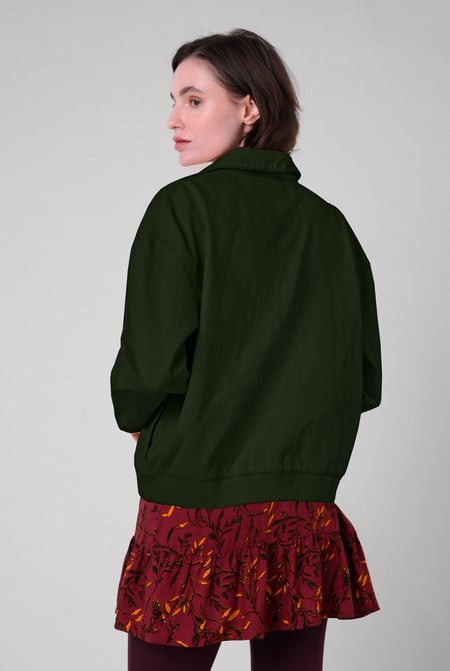 Womens Green Flap Pocket Button Detail Jacket