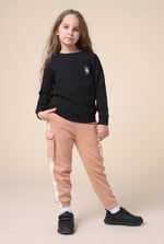 Embroidery Print Waffle Sweatshirt  (5yrs-11yrs)