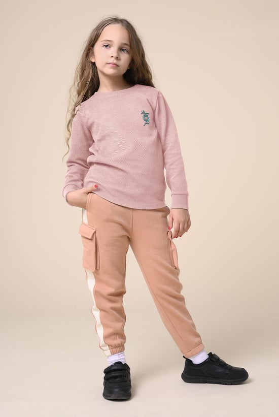 Embroidery Print Waffle Sweatshirt  (5yrs-11yrs)