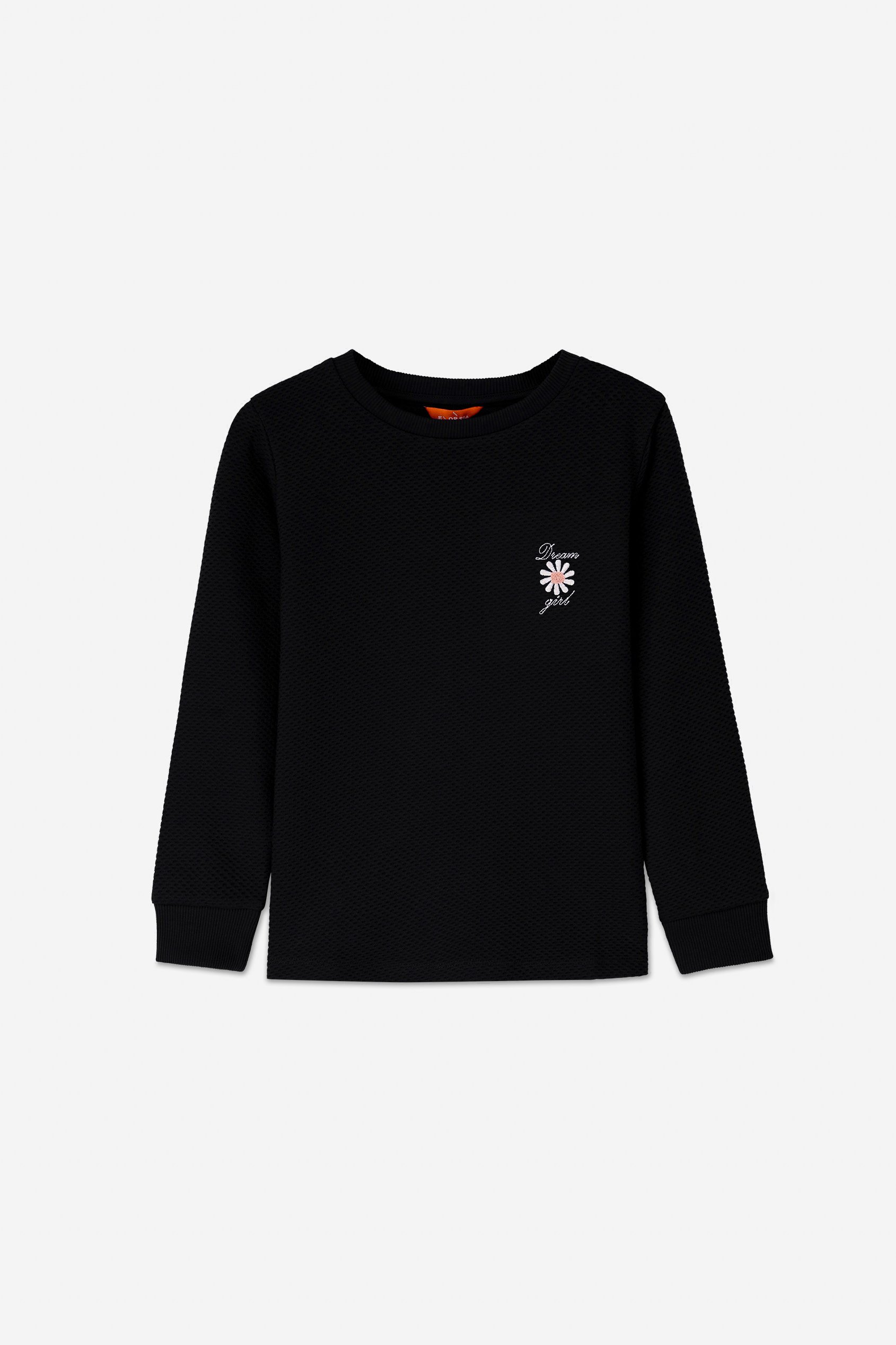 Embroidery Print Waffle Sweatshirt  (5yrs-11yrs)