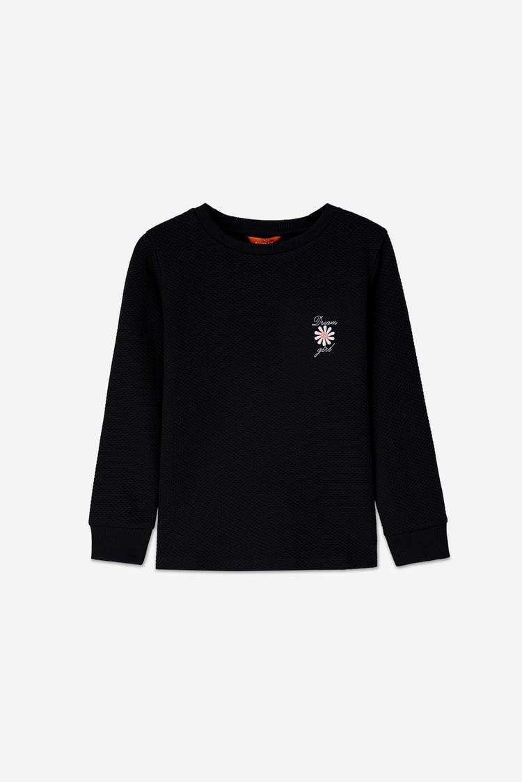 Embroidery Print Waffle Sweatshirt  (5yrs-11yrs)