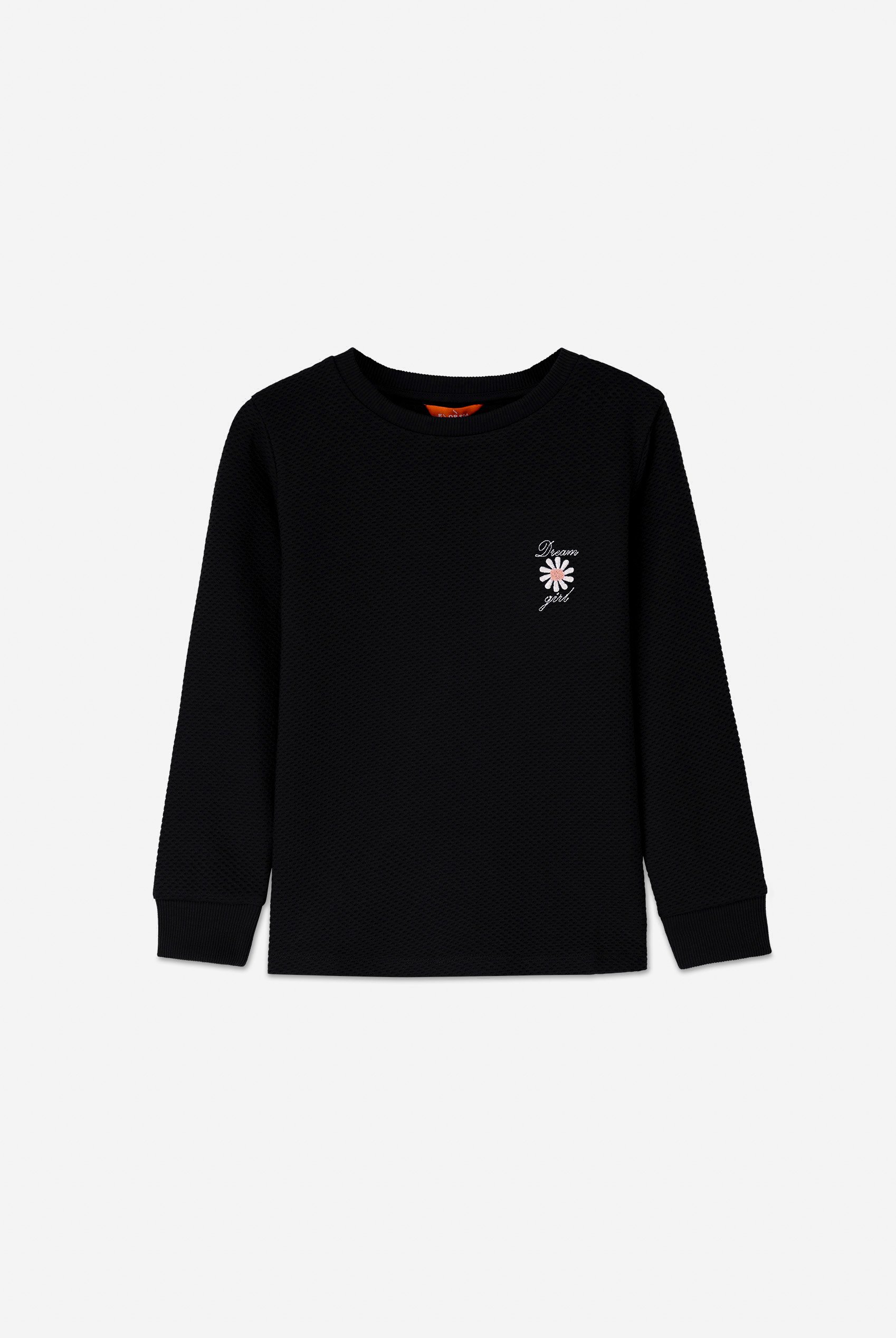 Embroidery Print Waffle Sweatshirt  (5yrs-11yrs)