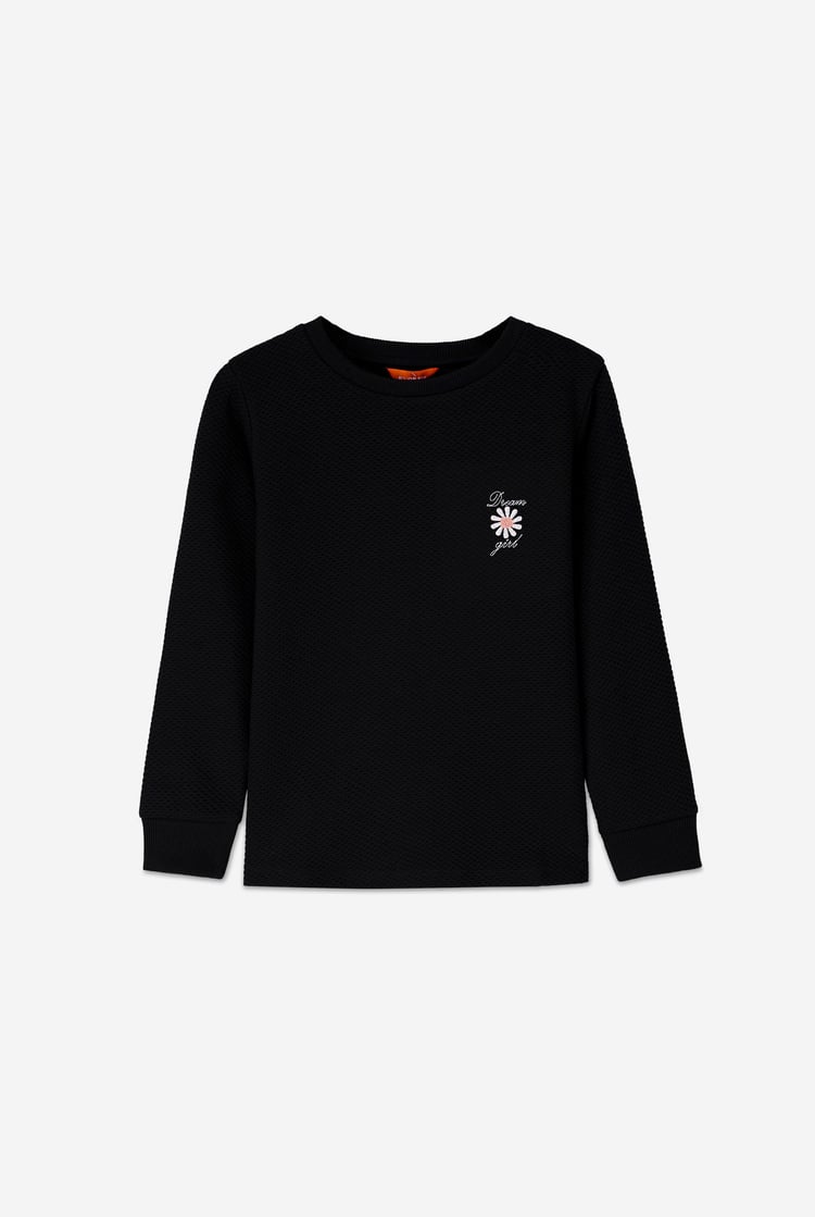 Embroidery Print Waffle Sweatshirt  (5yrs-11yrs)