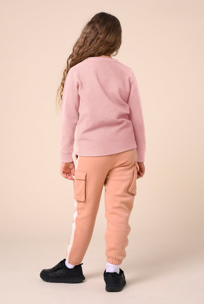 Embroidery Print Waffle Sweatshirt  (5yrs-11yrs)