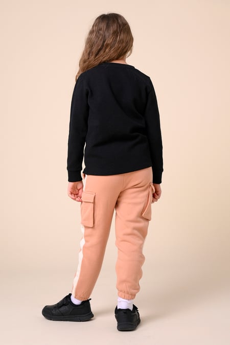 Black Embroidery Print Waffle Sweatshirt  (5yrs-11yrs)