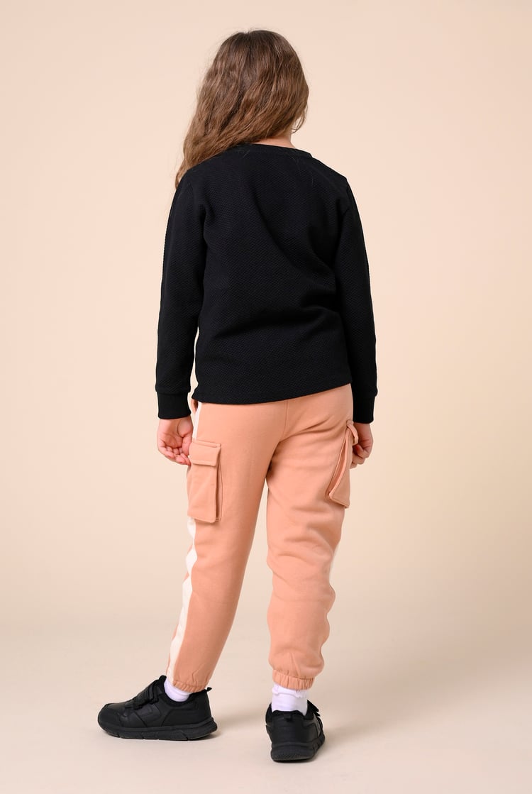 Embroidery Print Waffle Sweatshirt  (5yrs-11yrs)