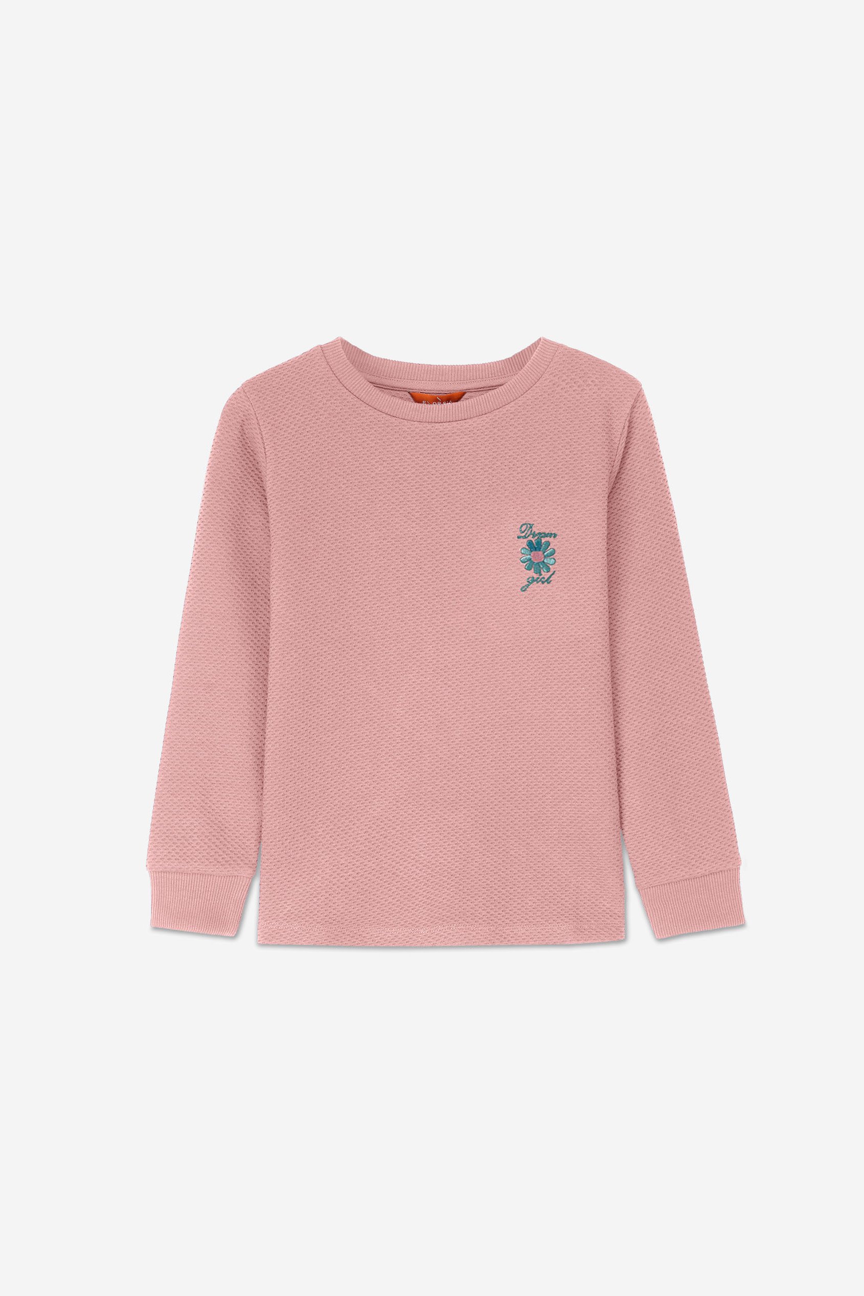 Embroidery Print Waffle Sweatshirt  (5yrs-11yrs)