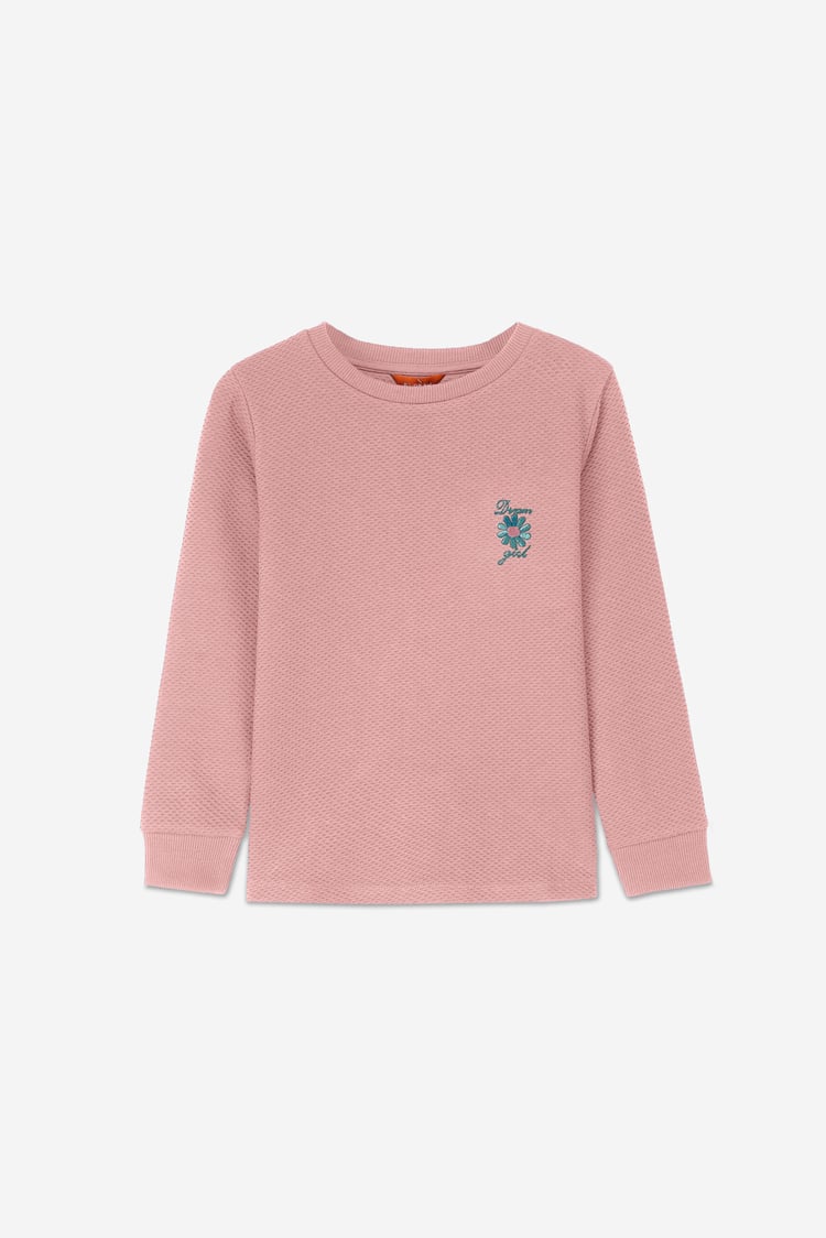 Embroidery Print Waffle Sweatshirt  (5yrs-11yrs)