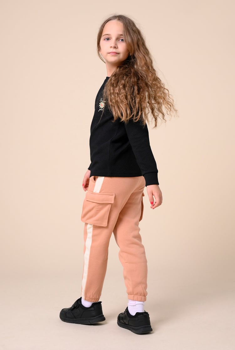 Embroidery Print Waffle Sweatshirt  (5yrs-11yrs)