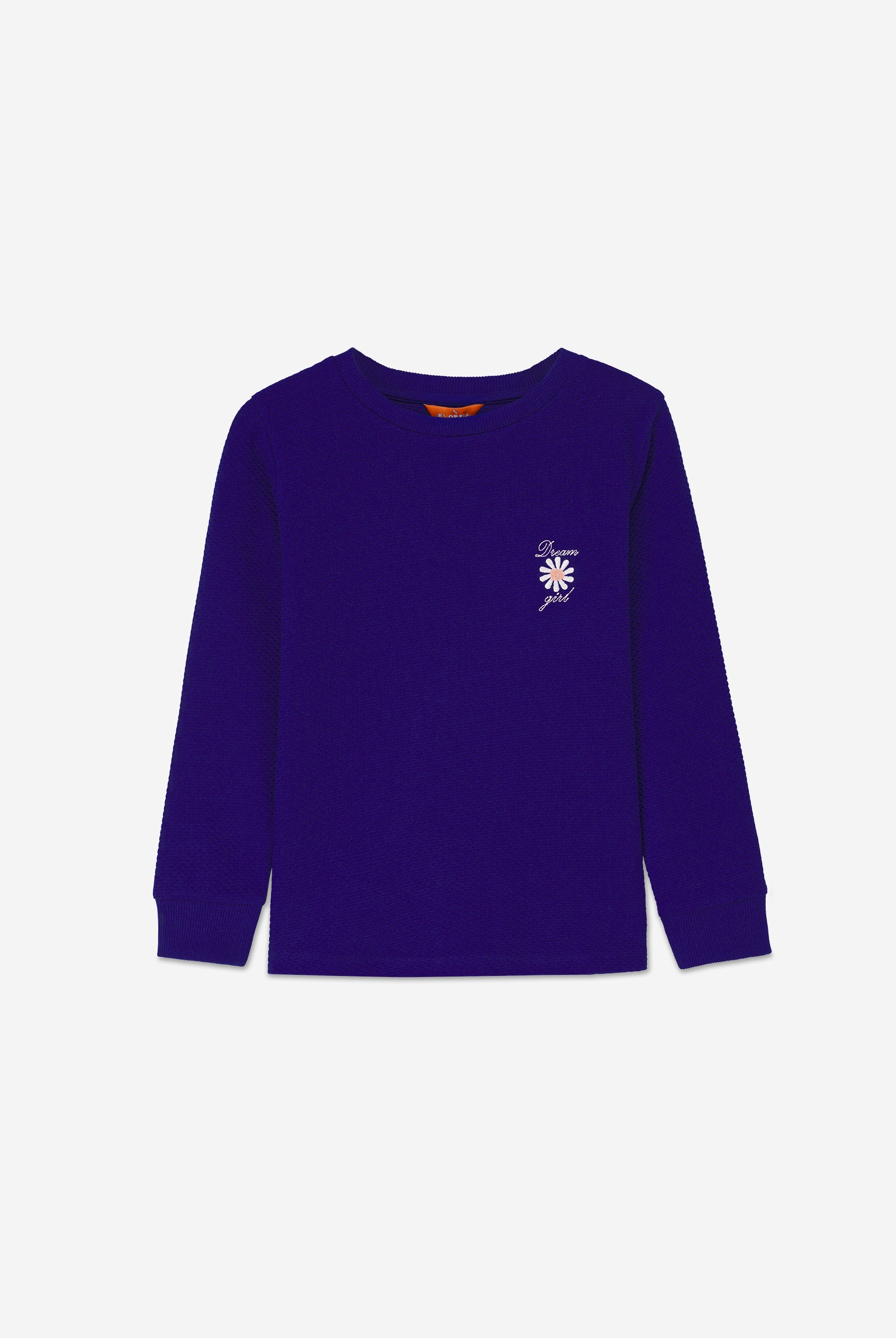 Embroidery Print Waffle Sweatshirt  (5yrs-11yrs)