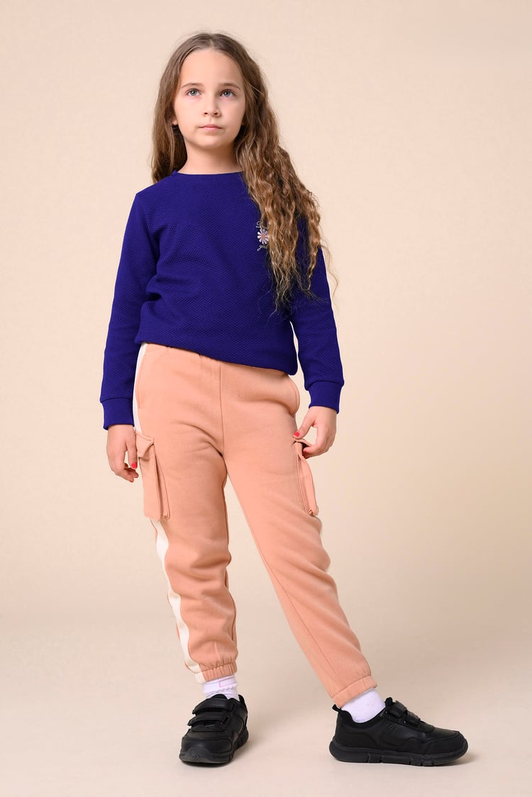 Embroidery Print Waffle Sweatshirt  (5yrs-11yrs)