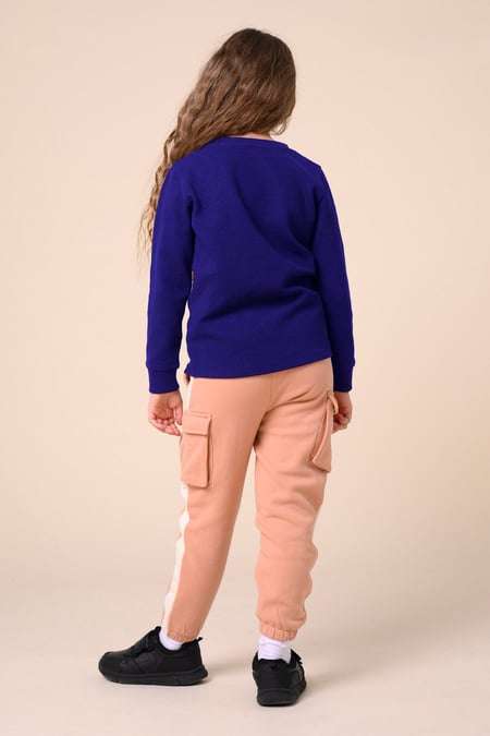 Blue Embroidery Print Waffle Sweatshirt  (5yrs-11yrs)