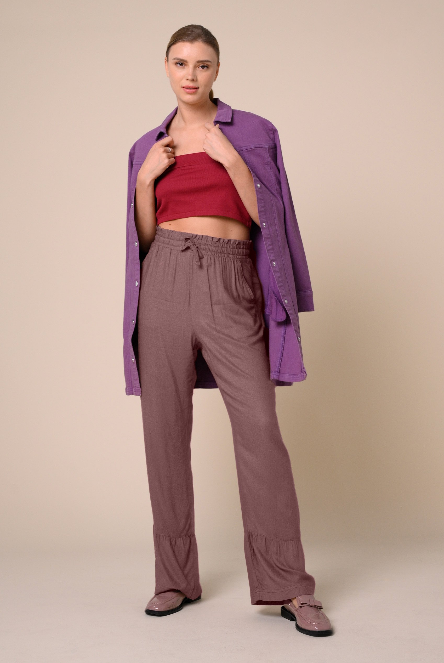 Womens Frill Trim Trouser