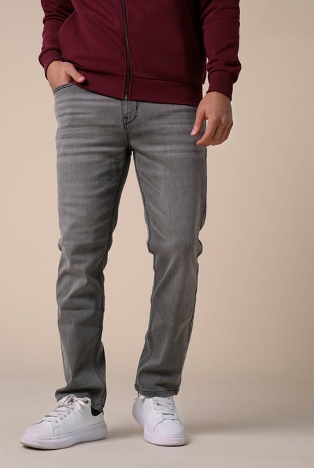 Mens Grey Loose Fit Grey Jeans
