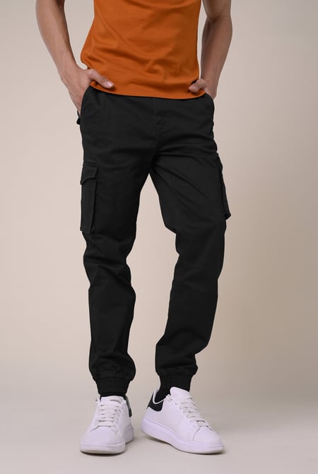 Mens Brown Skinny Cargo Jogger