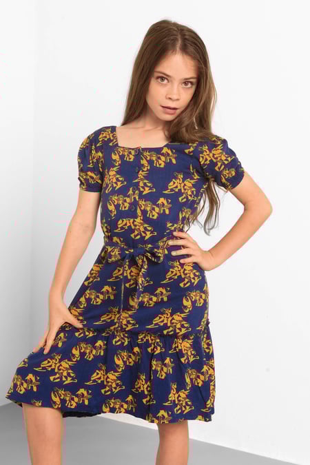 Square Neck Tiered Puff Sleeve Dress (2/3yrs-8/9yrs)