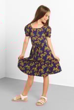 Square Neck Tiered Puff Sleeve Dress (2/3yrs-8/9yrs)