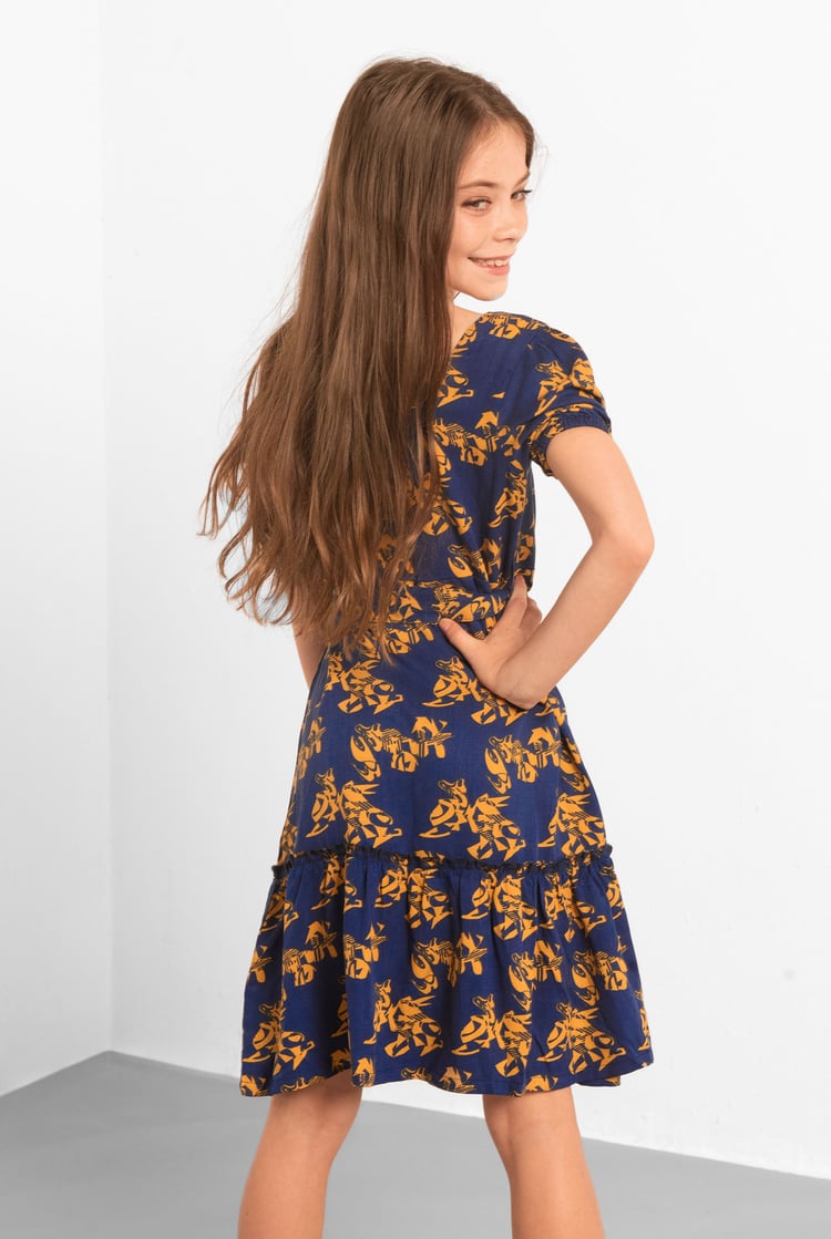 Square Neck Tiered Puff Sleeve Dress (2/3yrs-8/9yrs)