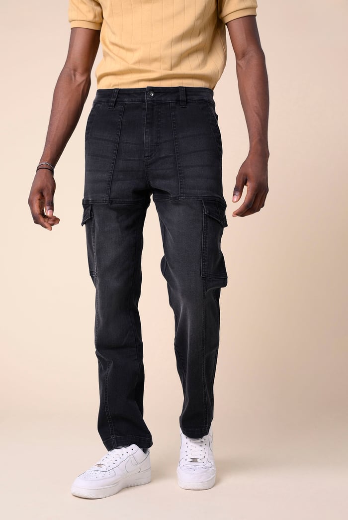 Mens Regular Fit Stretch Utility Jeans