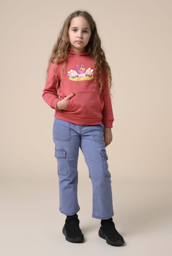 Girls Blue Denim Cargo Jeans