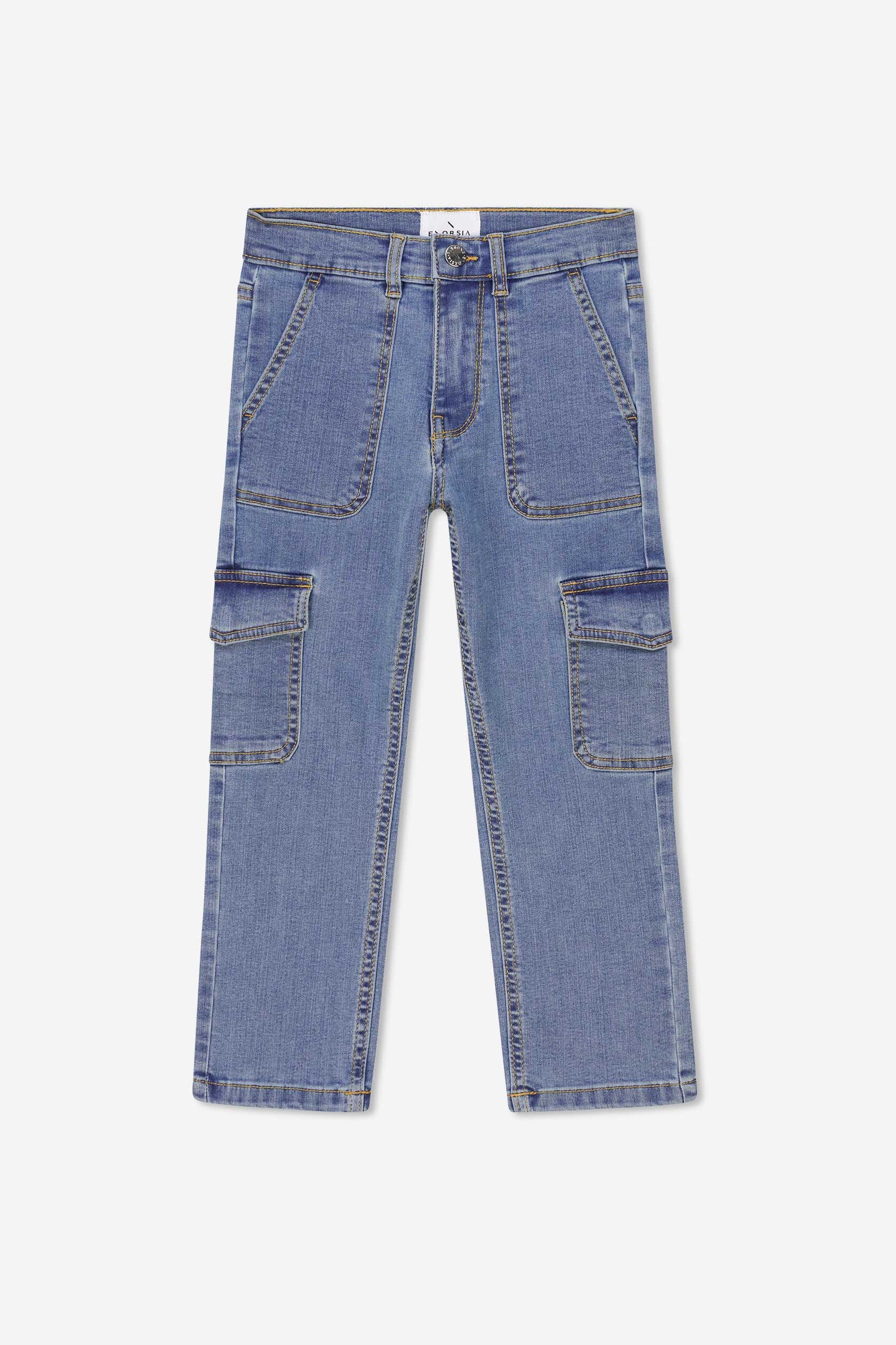 Girls Blue Denim Cargo Jeans