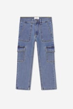 Girls Blue Denim Cargo Jeans