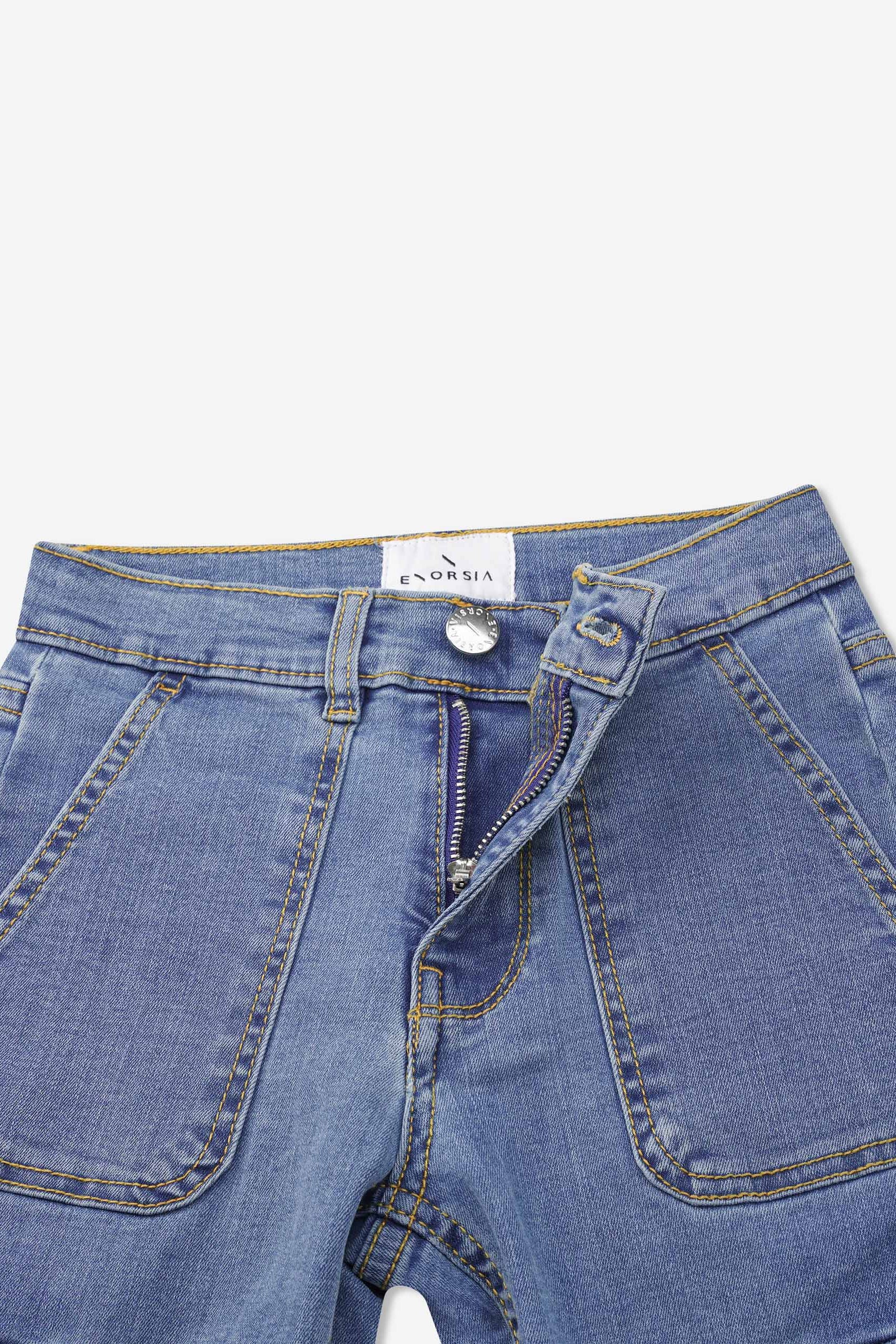 Girls Blue Denim Cargo Jeans