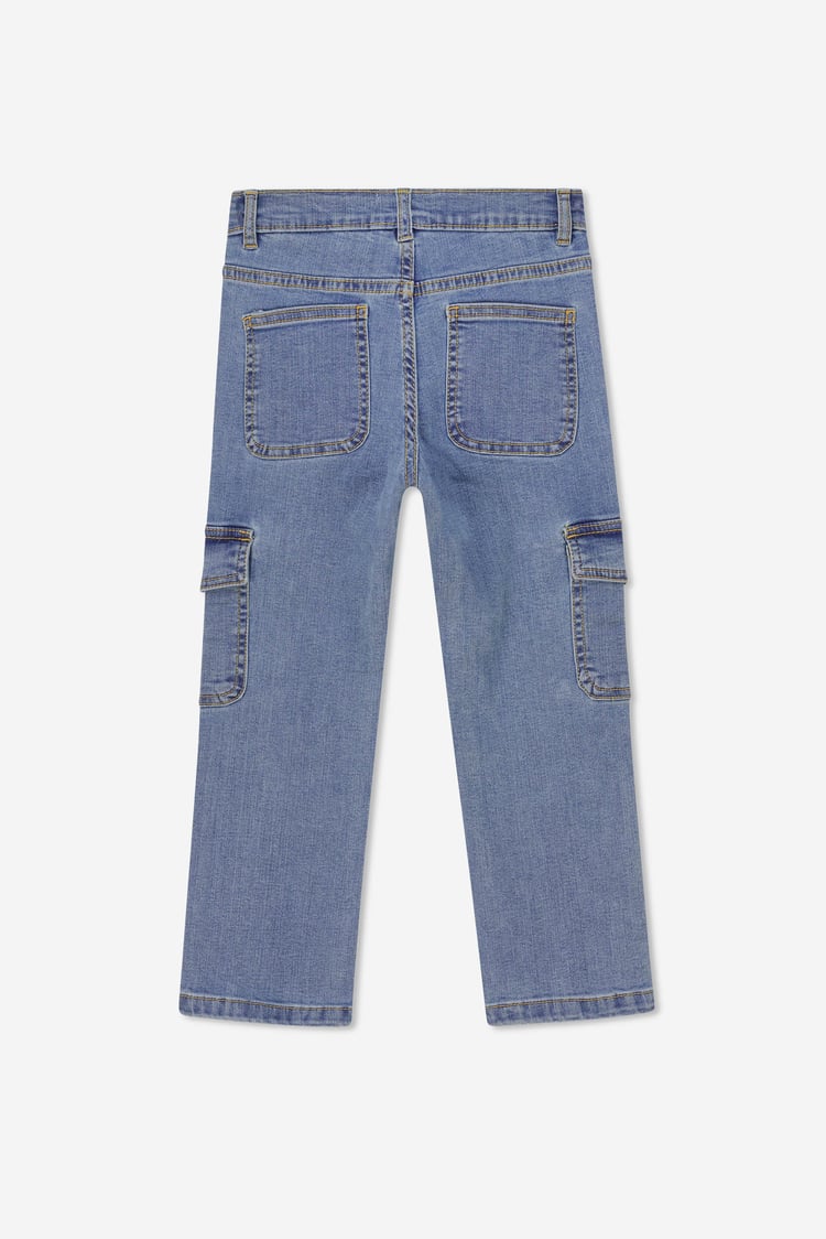 Girls Blue Denim Cargo Jeans