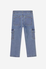 Girls Blue Denim Cargo Jeans