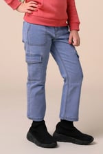 Girls Blue Denim Cargo Jeans